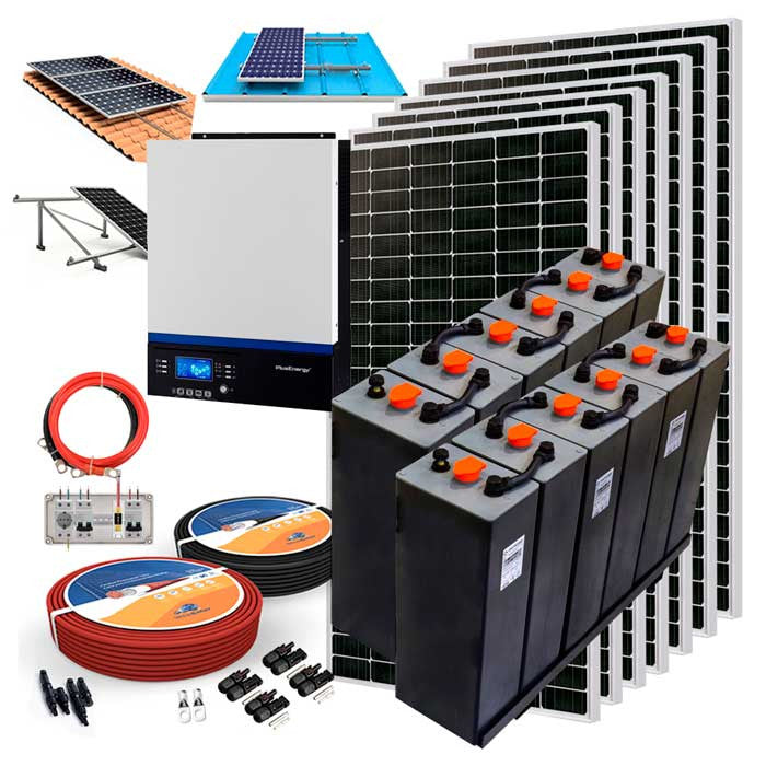 Kit Solar 24V 3000W Inversor Híbrido con Baterías CPzS 2V