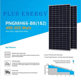 Panel Solar 500W Plus Energy Monocristalino PERC